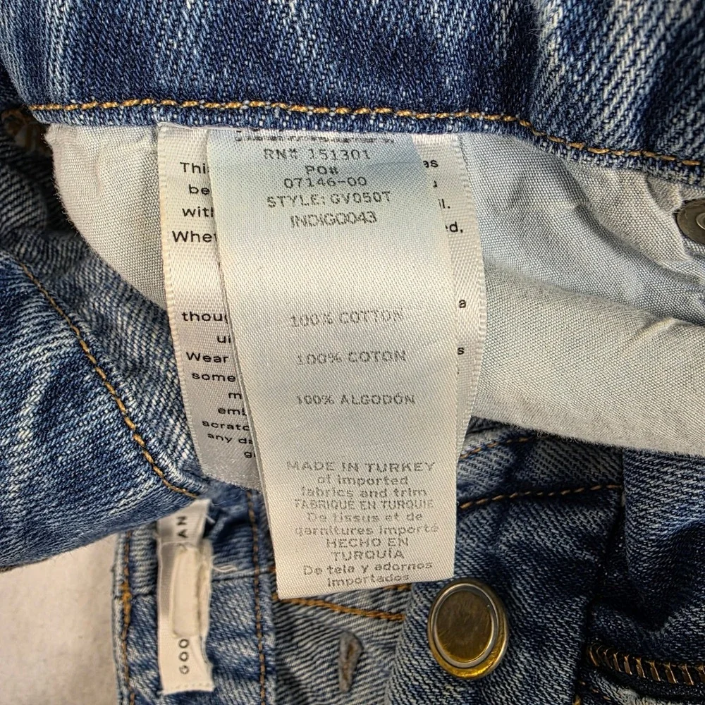 Good American Womens High Rise Straight Leg Distressed Jeans Blue‎ GV050T 6/28
